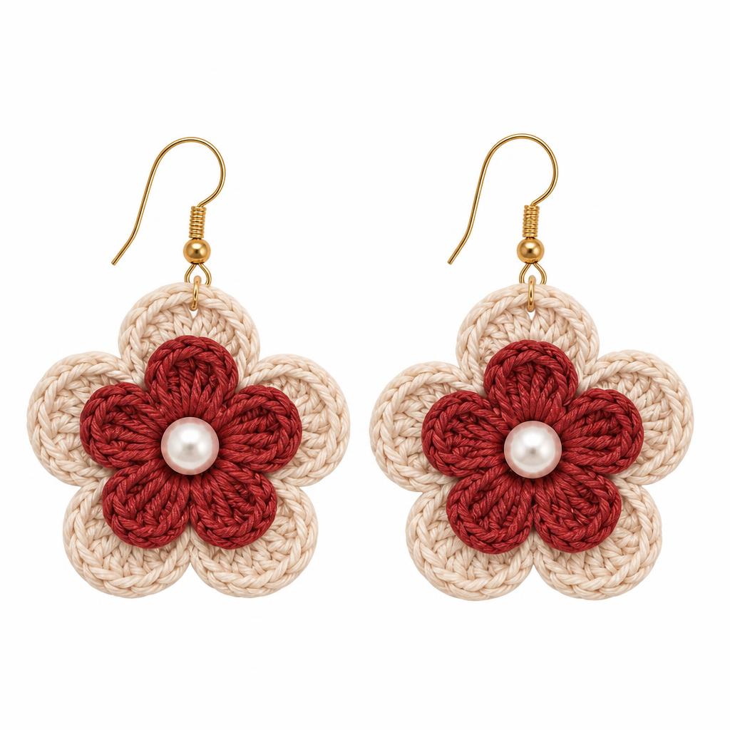 Brinco Mandala Floral em crochê artesanal